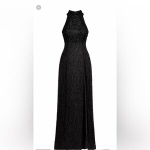 Adrianna Papell Black Beaded halter embellished Maxi Dress
